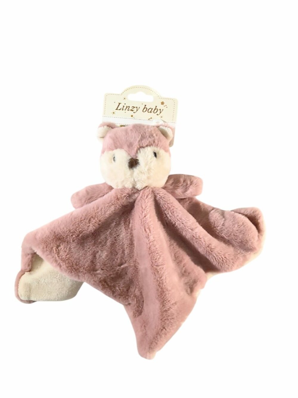 Linzy Baby Fox Rattle Mauve Pink Lovey Security Blanket 14" X 15" NEW